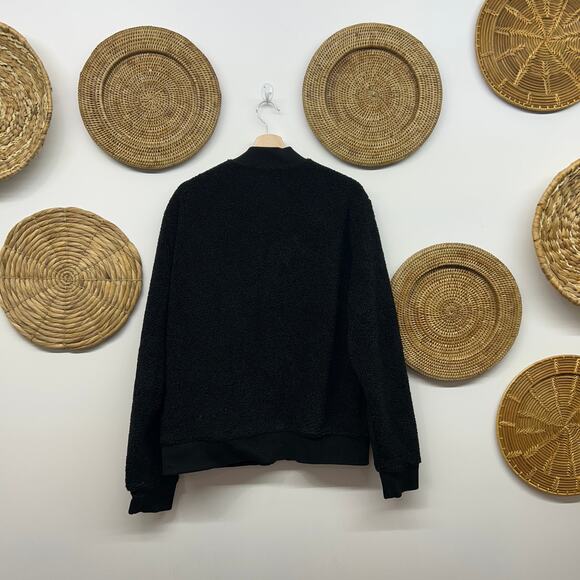 Express Black Knit Fleece Zip Up Lightweight Jacket Mens Large Neutral Layering - Picture 3 of 7